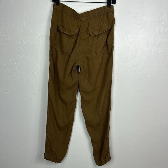 Rachel Roy Brown Linen Tapered Leg Drawstring Waist Pants Size M - Picture 4 of 9